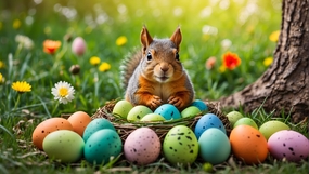 小清新草地彩蛋小松鼠图片